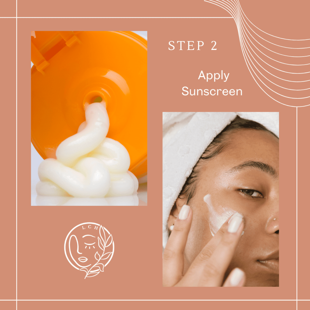 Step 2: Apply sunscreen