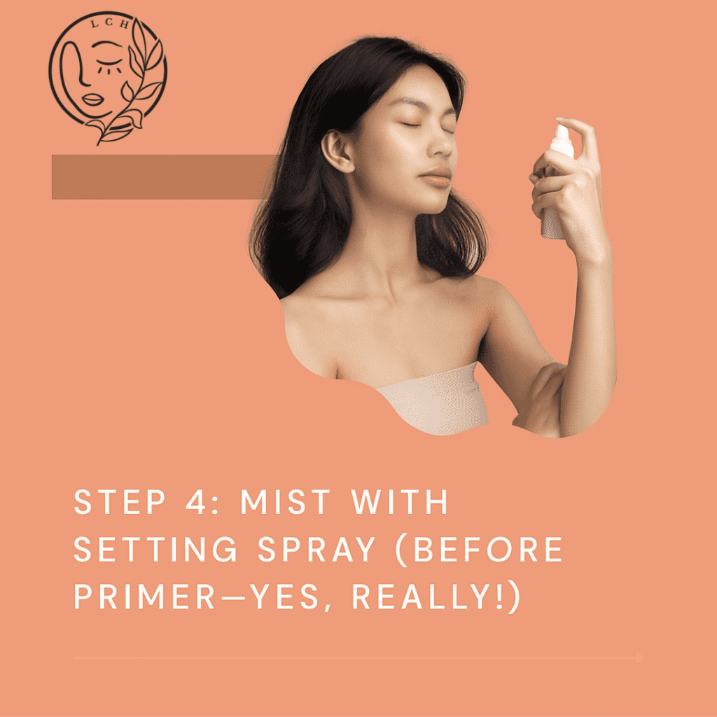 Step 4: Mist with Setting Spray (Before Primer—Yes, Really!)